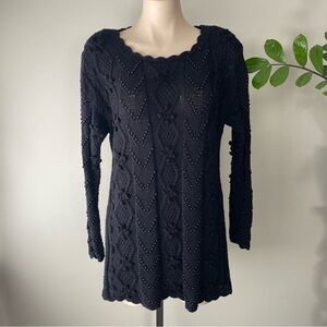 Vintage Magnolia Beaded Knit Popcorn Sweater Dress Size Large 80s 90s